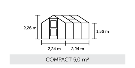 Juliana Compact - 5,00 m2 antracit/sort 3 mm hærdet glas i hele baner