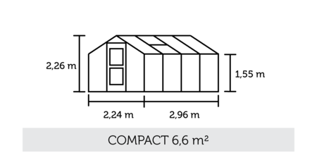 Juliana Compact - 6,60 m2 alu/sort 10 mm polycarbonat