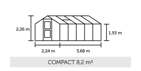 Juliana Compact - 8,20 m2 antracit/sort 3 mm hærdet glas i hele baner