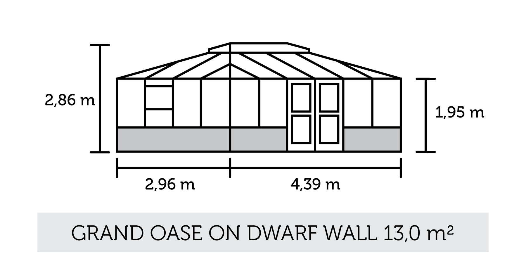 Juliana Grand Oase - 13,0 m2 dwarf wall model anthracite/black 3 mm LPT