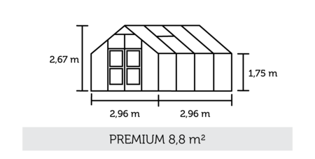Juliana Premium - 8,8 m2 alu/sort 10 mm polycarbonat
