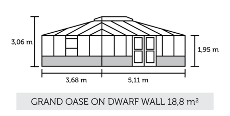 Juliana Grand Oase - 18,8 m2 murmodel antracit/sort 3mm hærdet glas i hele baner
