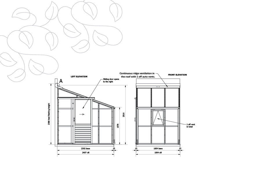 Classic Lean To 'Eight' - 3 Panel - Dør Venstre Side