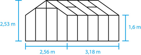 Halls Cotswold Blockley - 8,1 sort 3mm hærdet glas i hele baner