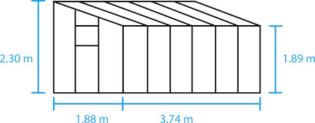 Halls Qube Lean-To - 7,1 sort 3mm hærdet glas i hele baner