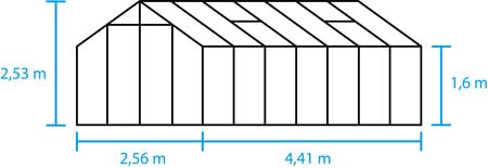 Halls Cotswold Blockley - 11,3 sort 3mm hærdet glas i hele baner