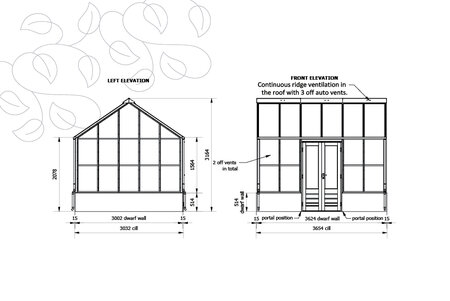 Classic Planthouse 'Ten' -   6 Paneel - Niedrige Mauer