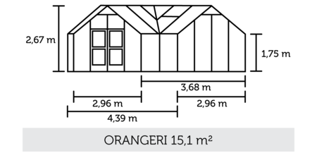 Juliana Orangeri - 15,10 m2 antracit/sort 3 mm hærdet glas i hele baner