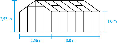 Halls Cotswold Blockley - 9,7 sort 3mm hærdet glas i hele baner