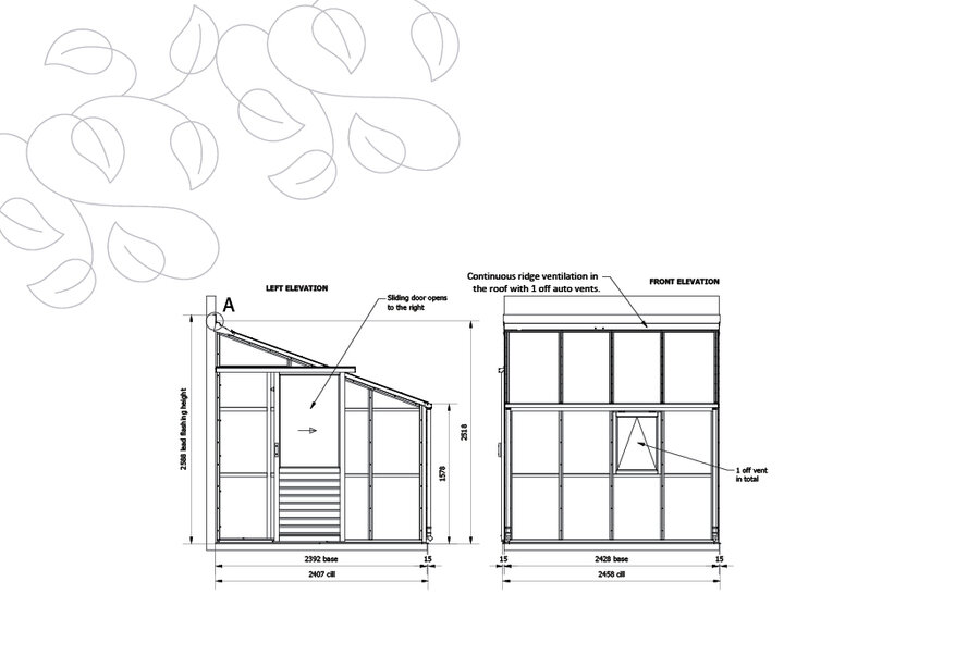 Classic Lean To 'Eight' - 4 Panel - Dør Venstre Side