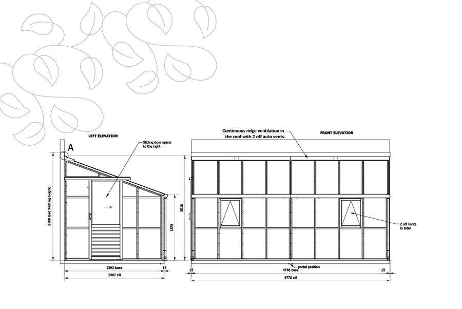 Classic Lean To 'Eight' - 8 Panel - Dør Venstre Side