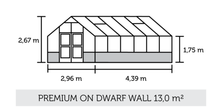 Juliana Premium - 13,0 m2 für mauer - Anthrazit/Schwarz 3 mm Sicherheitsglas in voller Länge