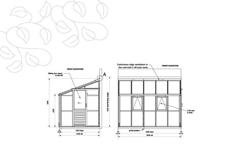 Classic Lean To 'Six' -   5 Paneel - Tür Rechts Seite