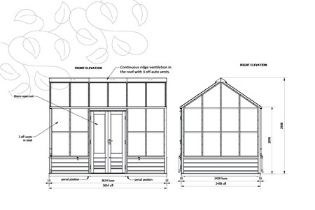 Classic Planthouse 'Eight' - 6 Panel - Cedar base boards