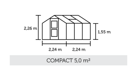 Juliana Compact - 5,0 m2 alu/sort 10 mm polycarbonat