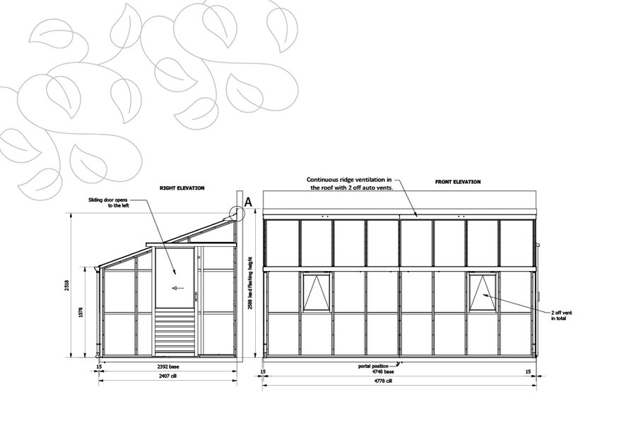 Classic Lean To 'Eight' - 8 Panel - Door end right