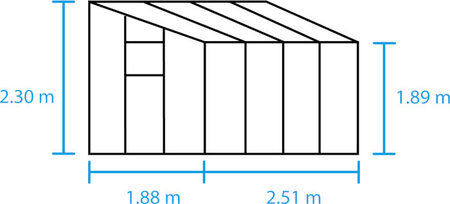 Halls Qube Lean-To - 4,7 sort 3mm hærdet glas i hele baner