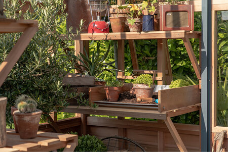 Rhs Planthouse 'Hyde Hall' - 13 Panel - Cedar base boards