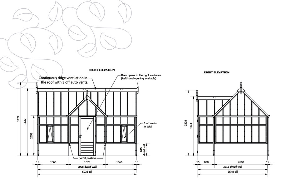 Rhs Planthouse 'Portico' By 13 Panel - Dwarf Wall