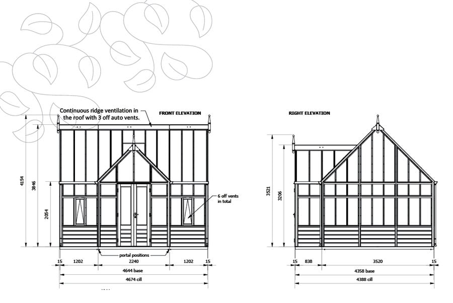 Rhs Planthouse - Grand Portico - 12 Panel - Cedar base boards