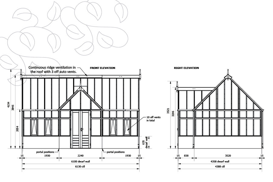 Rhs Planthouse ' Grand Portico' By 16 Panel - Dwarf Wall