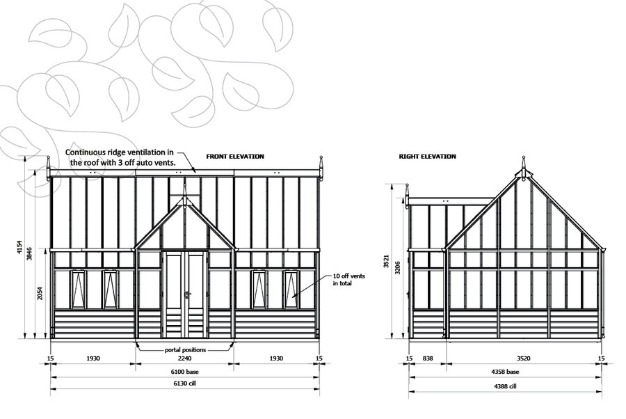 Rhs Planthouse - Grand Portico - 16 Panel - Cedar base boards