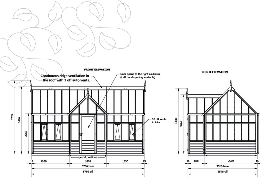 Rhs Planthouse 'Portico' By 15 Panel - Cedar Base Boards