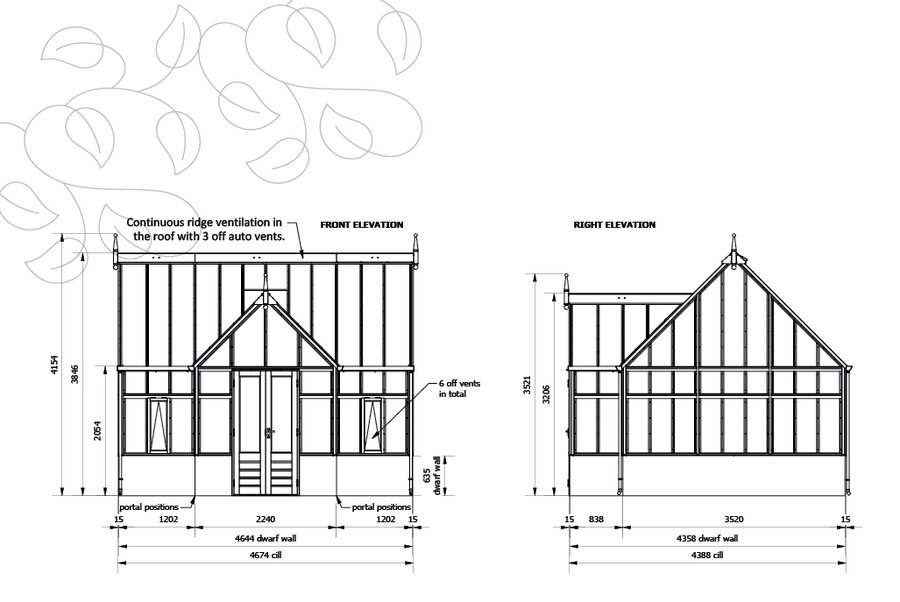 Rhs Planthouse - Grand Portico - 12 Panel - Dwarf wall