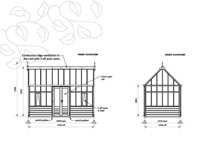 Rhs Planthouse 'Hyde Hall' By 11 Panel - Cedar Base Boards