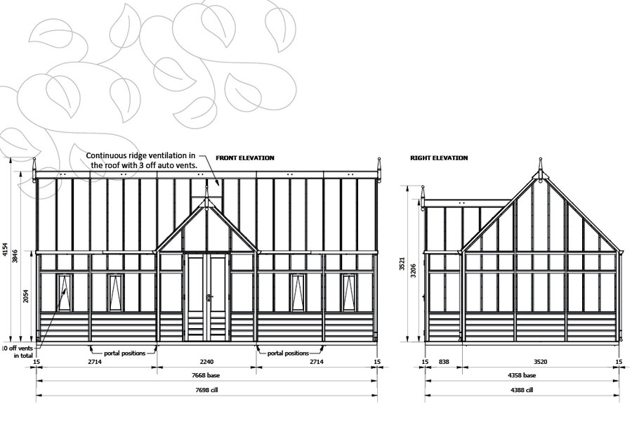 Rhs Planthouse ' Grand Portico' By 20 Panel - Cedar Base Boards