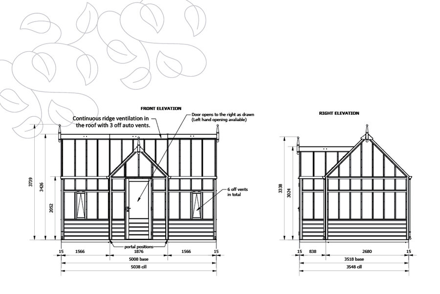 Rhs Planthouse 'Portico' By 13 Panel - Cedar Base Boards