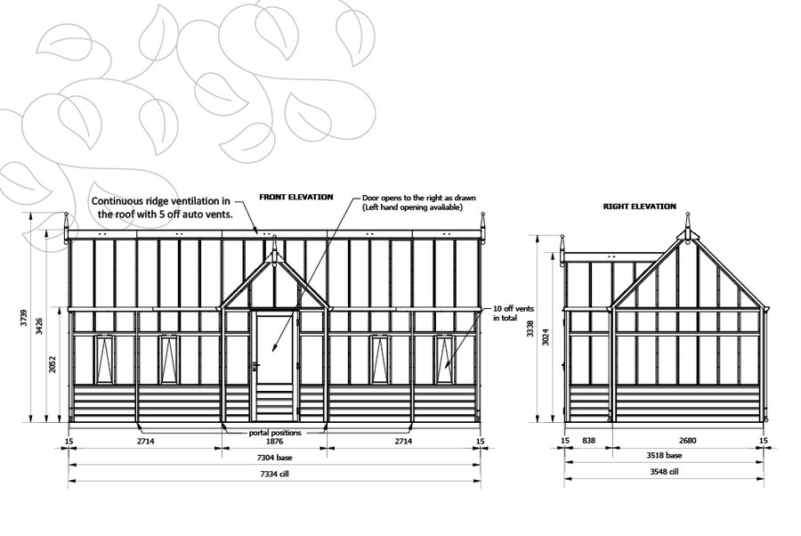 Rhs Planthouse 'Portico' - 19 Panel - Cedar base boards