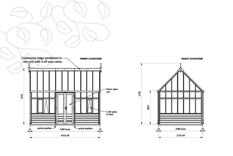 Rhs Planthouse 'Wisley' By 11 Panel - Cedar Base Boards