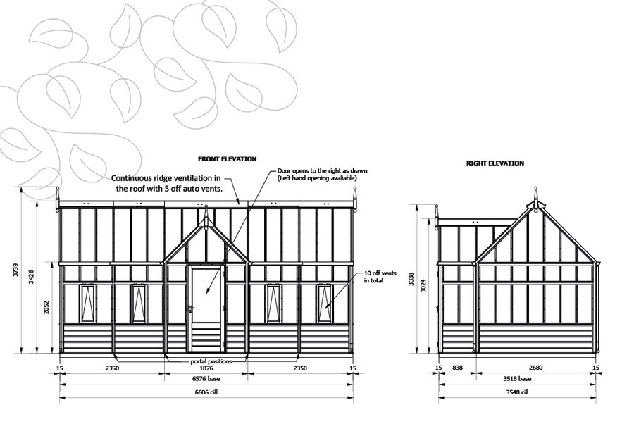 Rhs Planthouse 'Portico' - 17 Panel - Cedar base boards