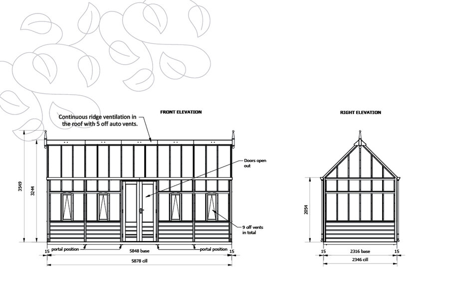 Rhs Planthouse 'Hyde Hall' By 15 Panel - Cedar Base Boards