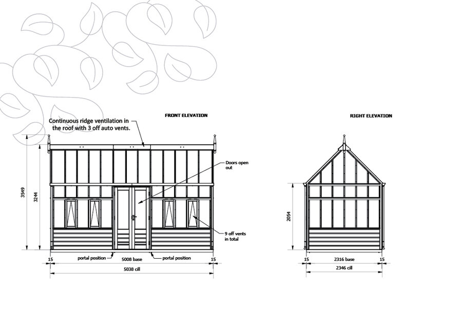 Rhs Planthouse 'Hyde Hall' By 13 Panel - Cedar Base Boards