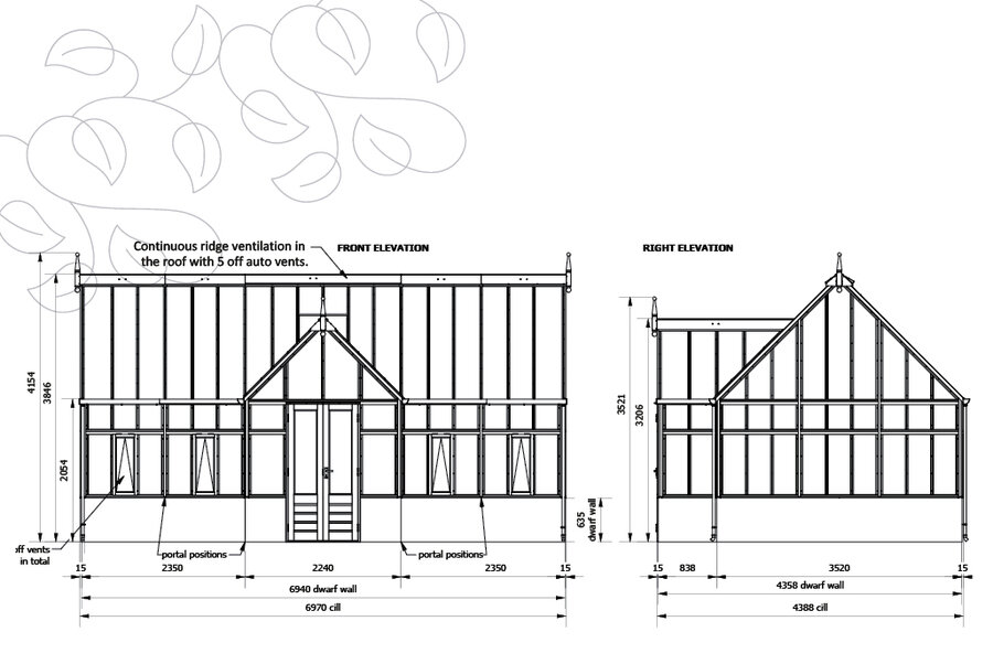 Rhs Planthouse ' Grand Portico' By 18 Panel - Dwarf Wall