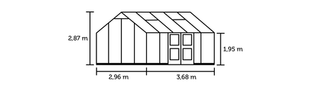 Jubii 60 10,9 m2 - 3 mm hærdet glas - sort