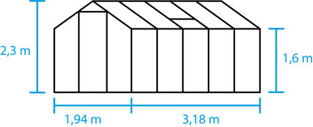 Halls Cotswold Burford - 6,2 sort 3 mm hærdet glas i hele baner