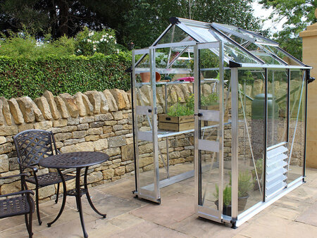 Halls Cotswold Birdlip 4x6ft - Aluminium - 3mm toughened glass