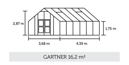 Juliana Gartner - 16,20 m2 alu/sort 3 mm hærdet glas i hele baner