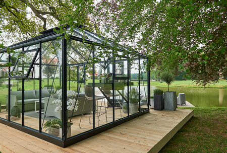 Juliana Grand Oase - 18,8 m2 antracit/sort 3mm hærdet glas i hele baner