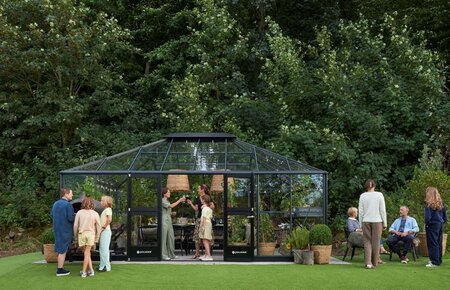 Juliana Grand Oase - 25,6 m2 antracit/sort 3mm hærdet glas i hele baner