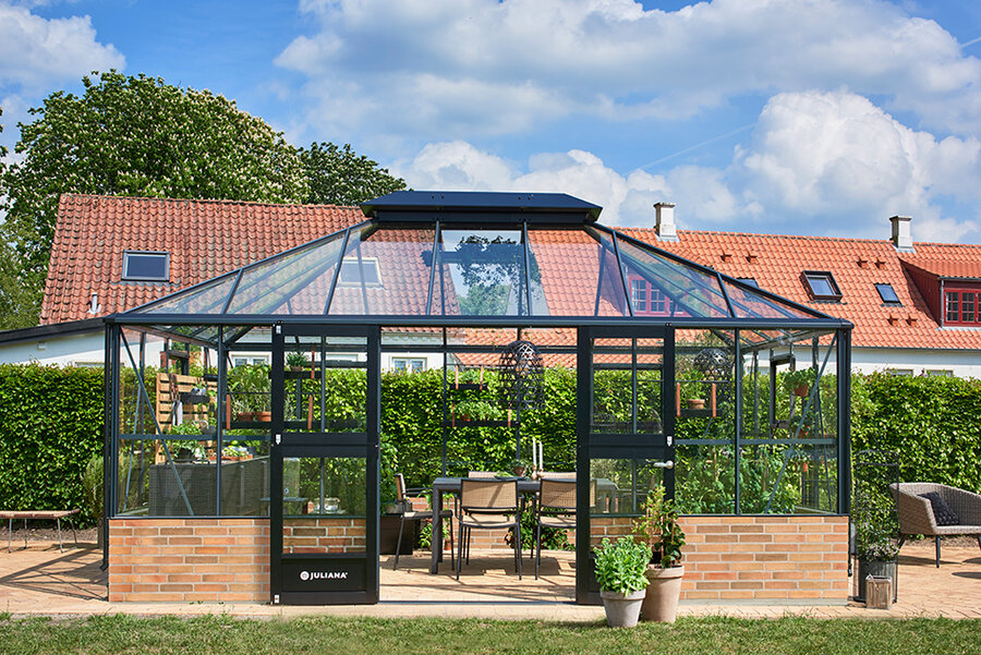 Juliana Grand Oase - 18,8 m2 murmodel antracit/sort 3mm hærdet glas i hele baner