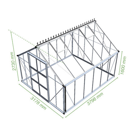 Halls Cotswold Bourton 10x12ft - green - 6mm polycarbonate