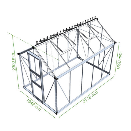 Halls Cotswold Burford 10x6ft - Aluminium - 3mm toughened glass