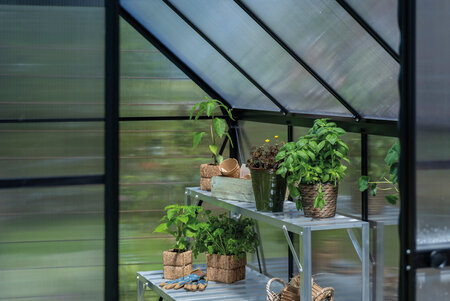 ICON 6 · 4.9 m² (6' x 8') Sort m/4 mm Polycarbonat