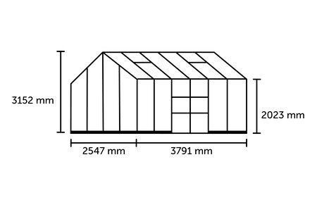 ICON Planthouse 8 · 9.7 m² (8' x 12') Sort m/3 mm Hærdet Glas