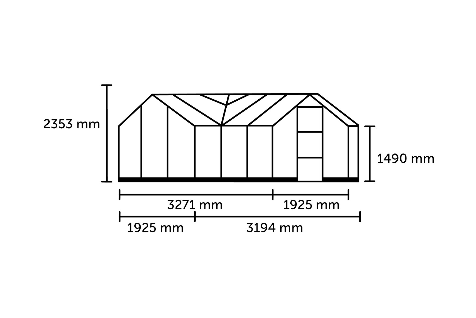 ICON Gardenhouse 6 · 6x10 (8.6 m²) Black 3 mm Toughened Glass