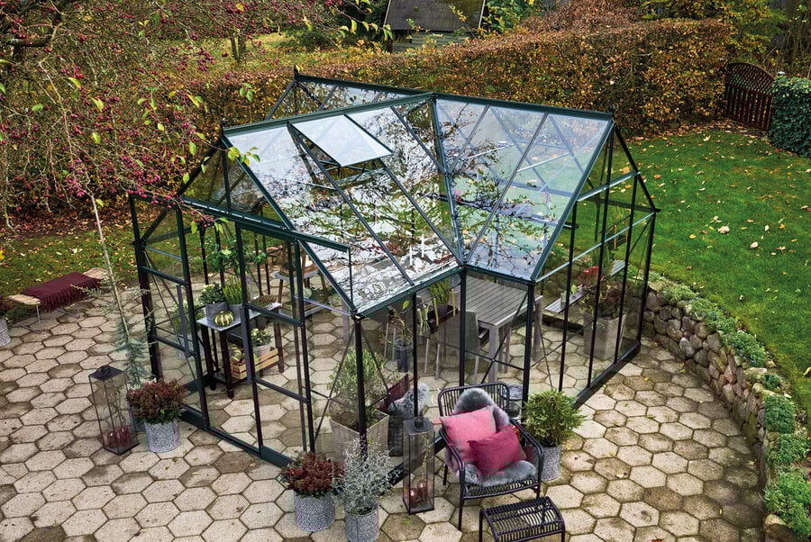 ICON Gardenhouse 8 · 13.0 m² (8' x 12') Grøn m/3 mm Hærdet Glas